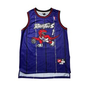 Vintage 90s Nike Toronto Raptors Tracy McGrady #1 Jersey XL Purple Dinosaur